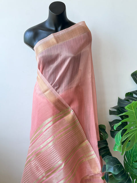 Peach weaving border tissue saree