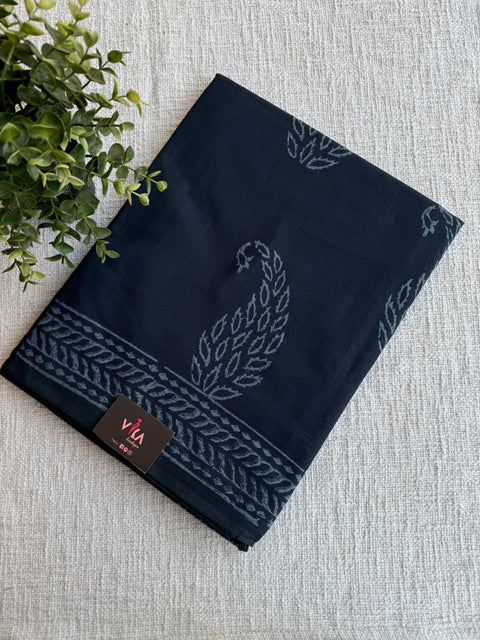 Printed mul cotton saree