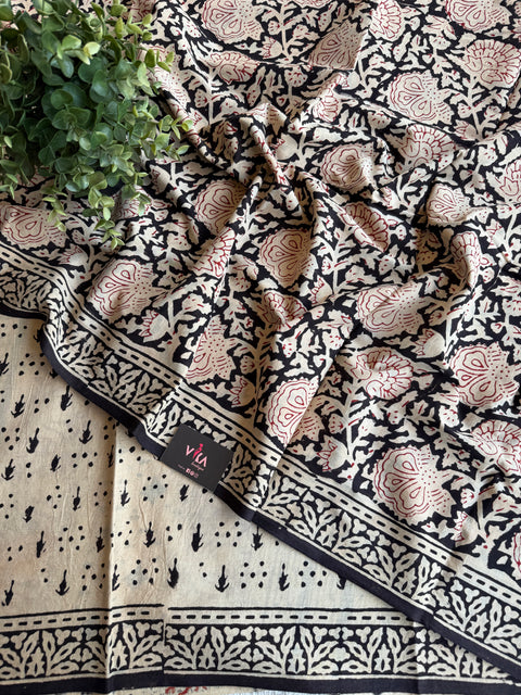 Printed mul cotton saree