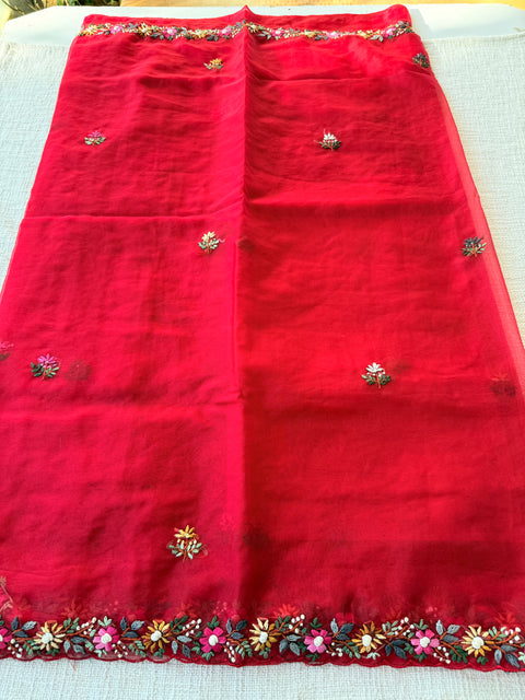 Hand Emb Organza saree