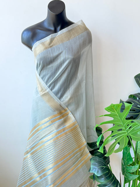 Pastel Blue weaving border tissue saree