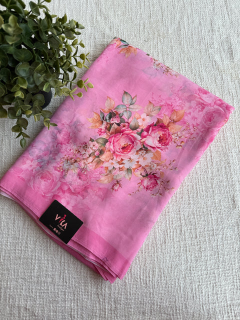 Floral printed georgette saree