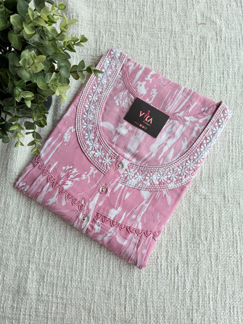 Printed poly viscose nighty
