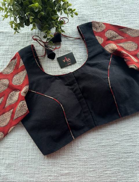 Black and red cotton blouse