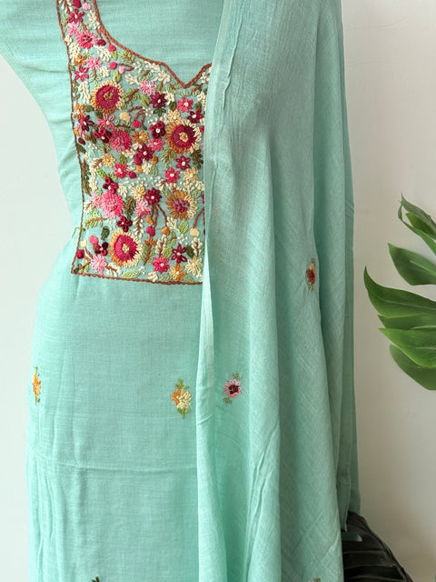 Hand emb linen cotton salwar suit material