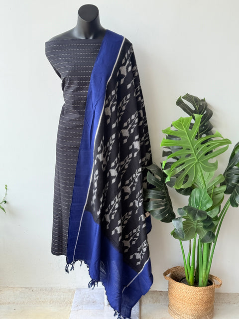Handloom cotton set with ikat dupatta