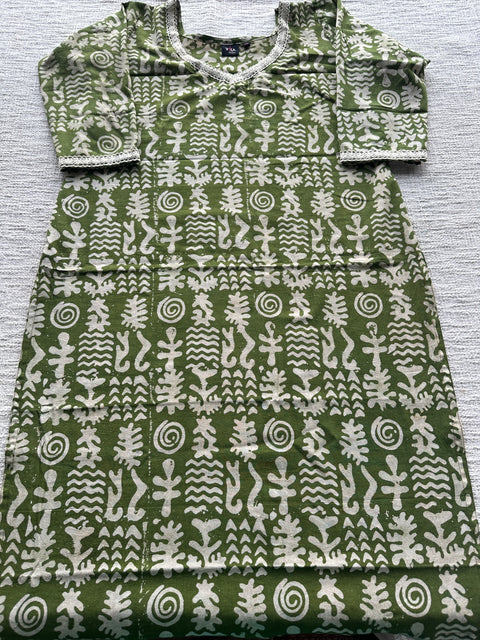 Size 42 Batik Printed cotton ready kurta