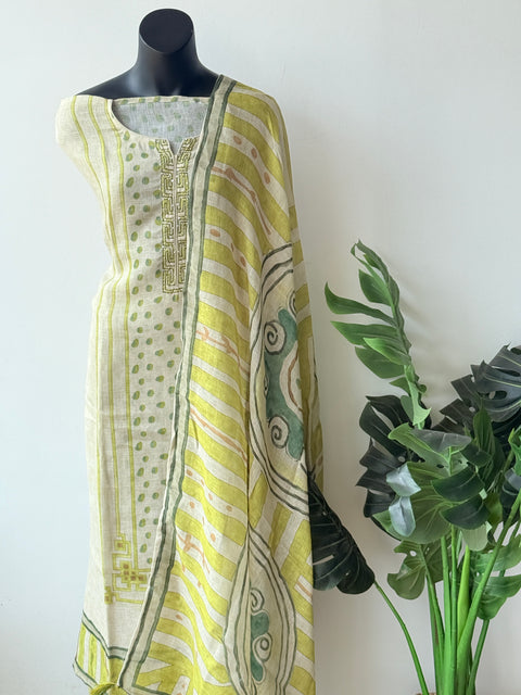Printed linen suit material