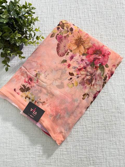Floral printed georgette saree