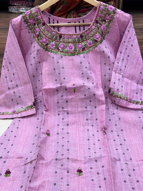 Size 42 - 46 Hand embroidery cotton kurti