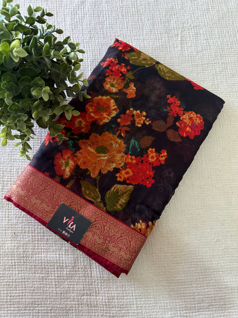 Floral printed chiffon saree