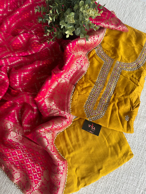 Partywear neck emb salwar material