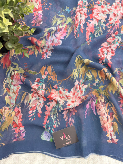 Floral printed georgette saree
