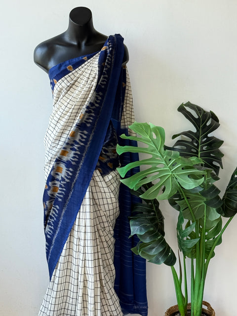 Handloom pure Ikat cotton saree