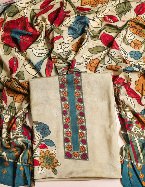 Kalamkari Printed dola silk suit material
