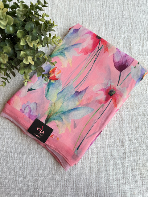 Floral printed georgette saree