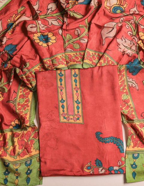 Kalamkari Printed dola silk suit material