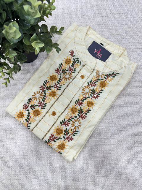 Size 42 - 46 Hand embroidery cotton kurti