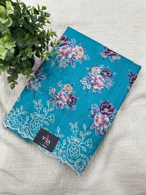 Floral printed silk cotton saree