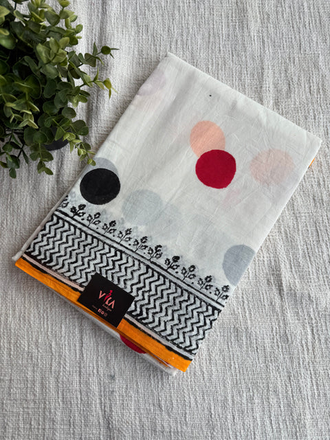 Bagru Printed mul cotton saree