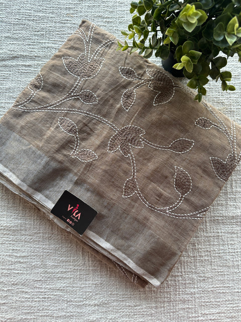 Kantha work Embroidery cotton saree