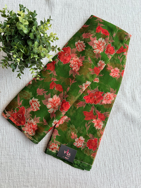 Cut dhaana work Floral printed chiffon saree