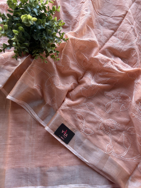 Kantha work Embroidery cotton saree