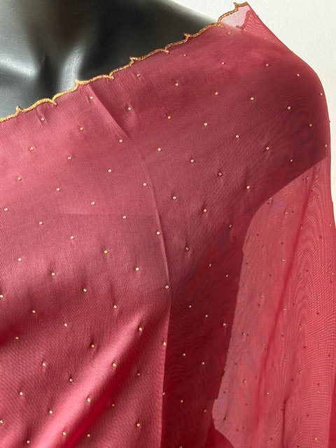 Stone work fancy jute silk saree