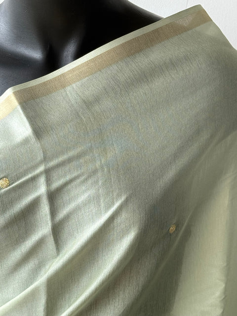 Golden embroidery silk cotton saree