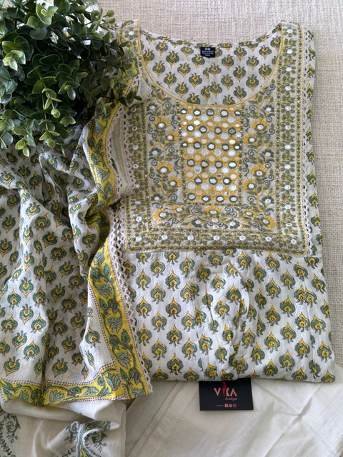 Anarkali printed cotton suit set