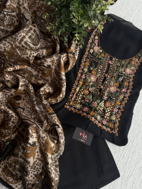 French knot emb georgette salwar material