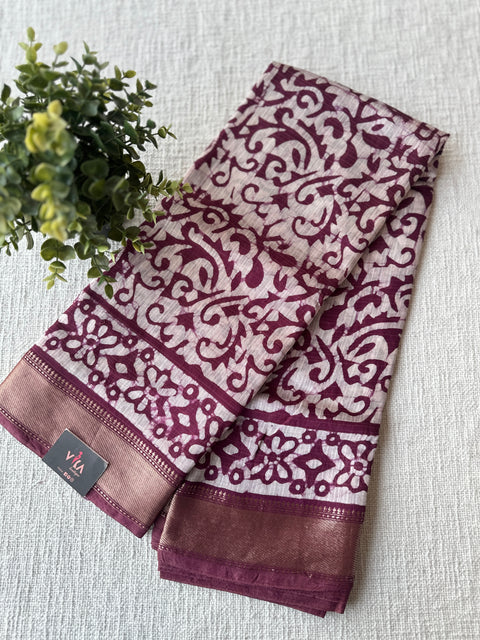 Batik printed cotton saree