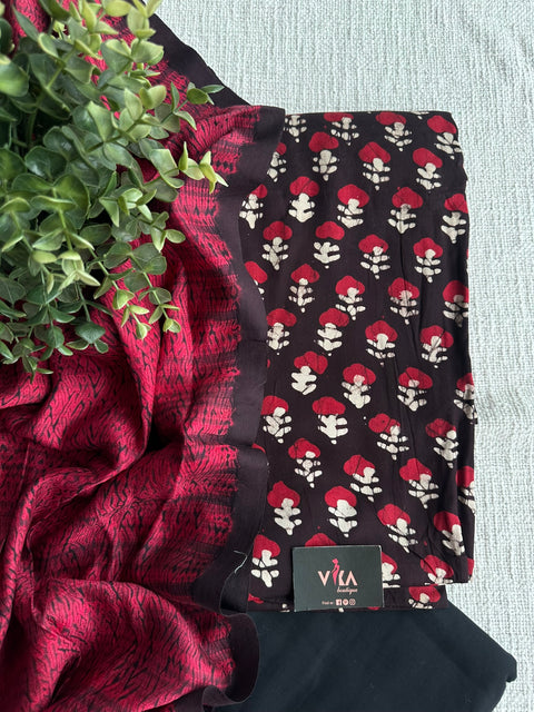 Printed cotton spun top with Tussar dupatta