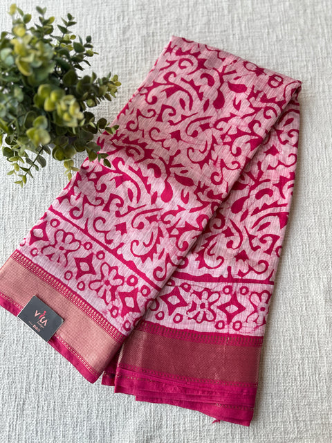 Batik printed cotton saree