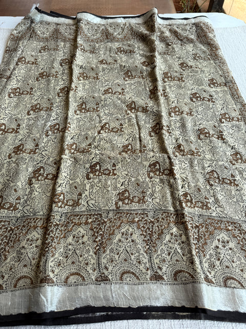 Printed linen cotton saree