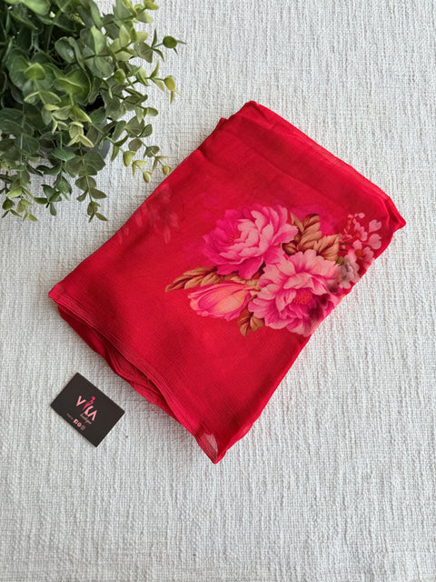 Digital floral printed pure chiffon saree