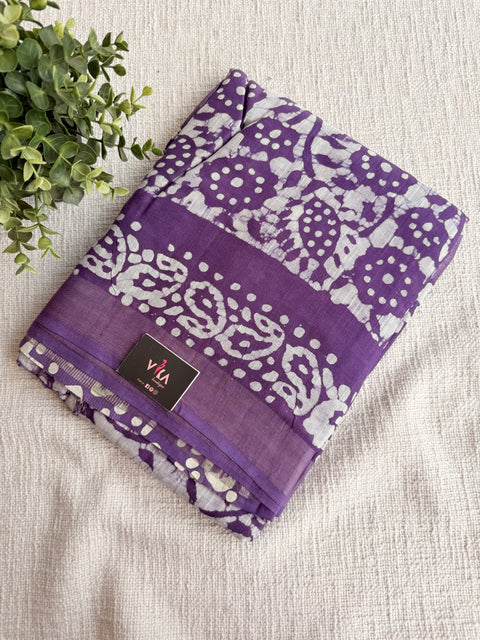 Printed linen cotton saree