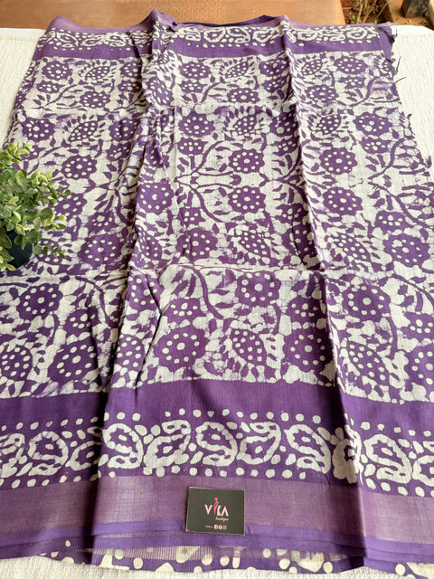 Printed linen cotton saree