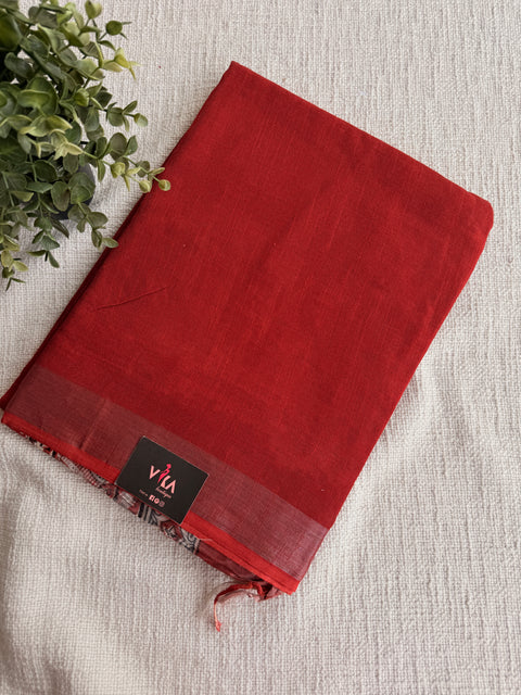 Printed linen cotton saree