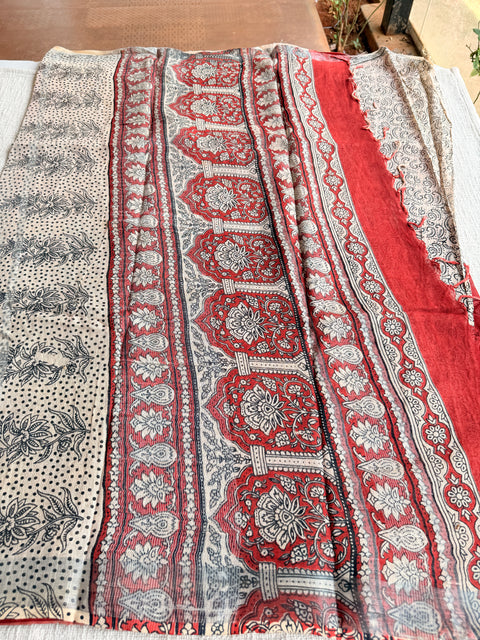 Printed linen cotton saree