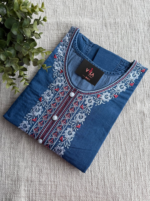 Embroidery Denim Nighty - Light