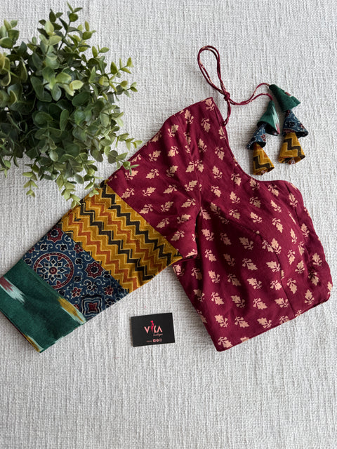 Maroon patch work Blouse