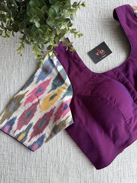 Purple ikat sleeve blouse