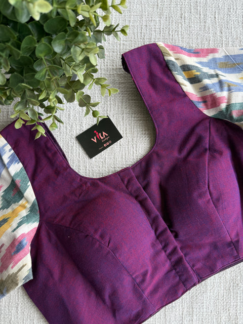 Purple ikat sleeve blouse