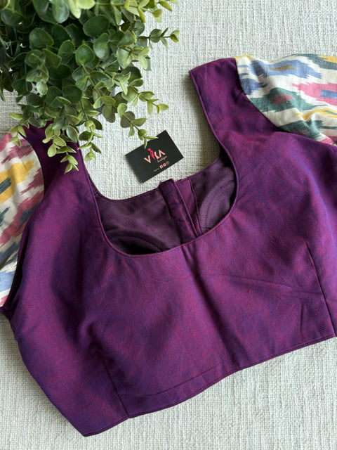 Purple ikat sleeve blouse