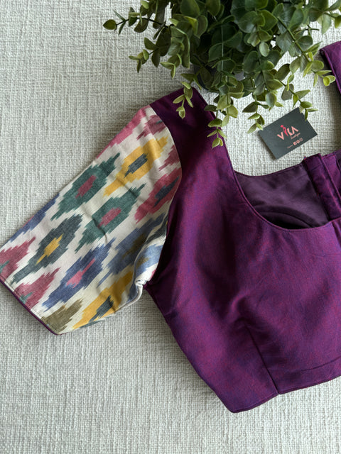 Purple ikat sleeve blouse