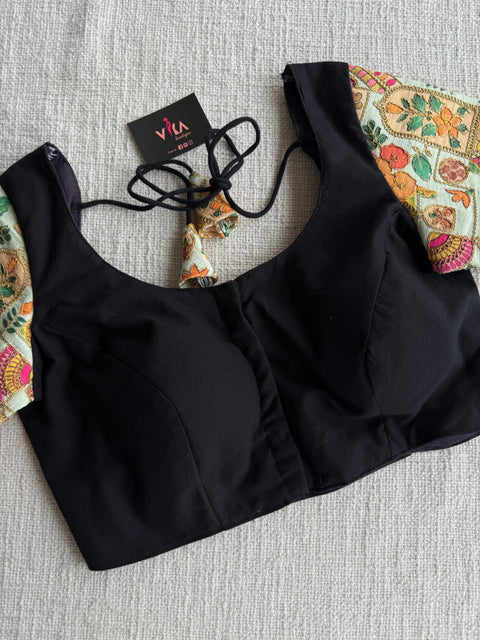 Black cotton with designer sleeves