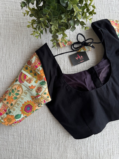 Black cotton with designer sleeves