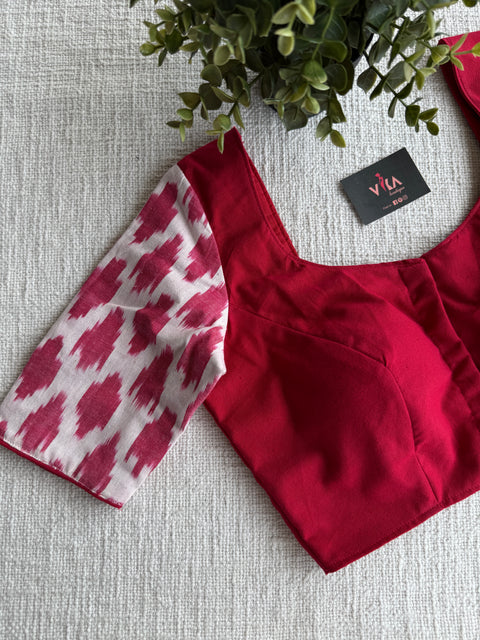Red ikat sleeve blouse