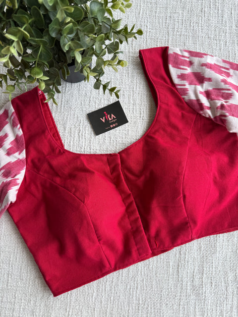 Red ikat sleeve blouse